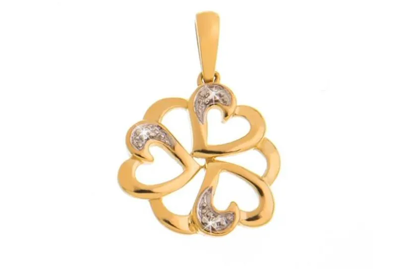 Anhänger Blume aus Herzen - 375 Gelbgold DSG_BPRY