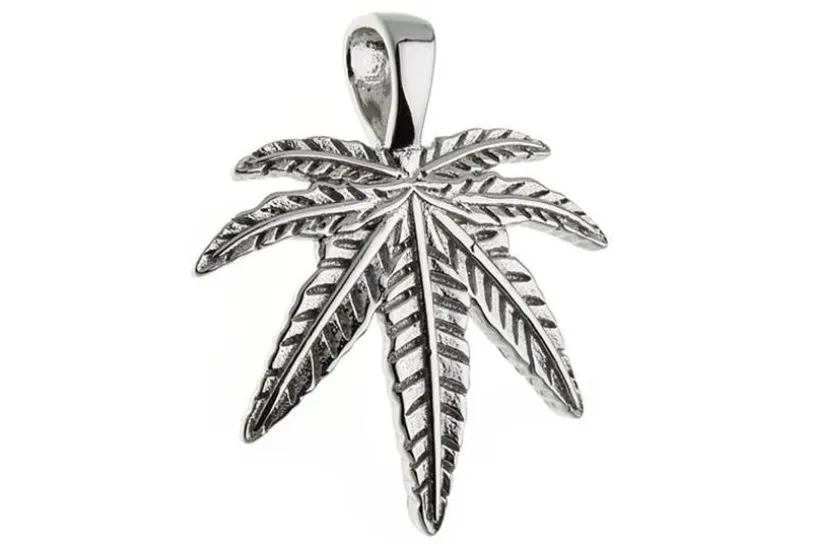 Anhänger Cannabis, Hanfblatt - 925 Silber