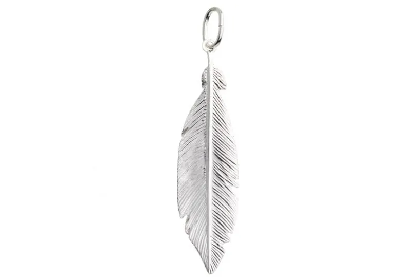 Anhänger Feder, groß - 925 Silber