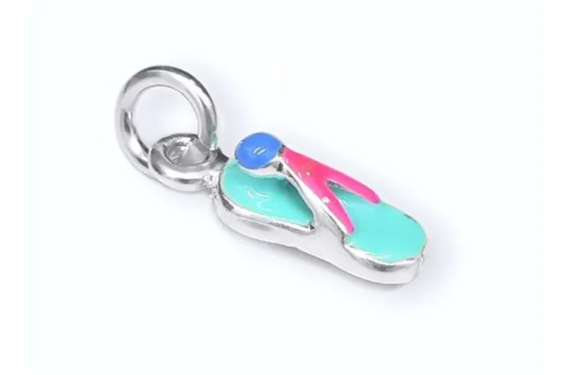 Anhänger Flip Flop, blau - 925 Silber