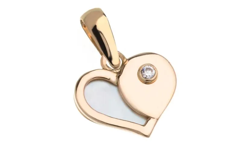 Anhänger Herz mit Zirkonia - 585 Gelbgold