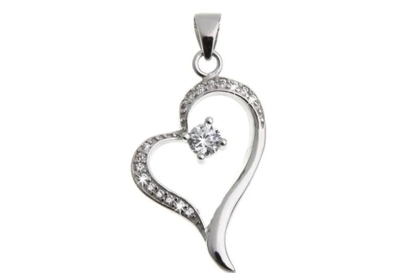 Anhänger Herz mit Zirkonia - 925 Silber DLD0049