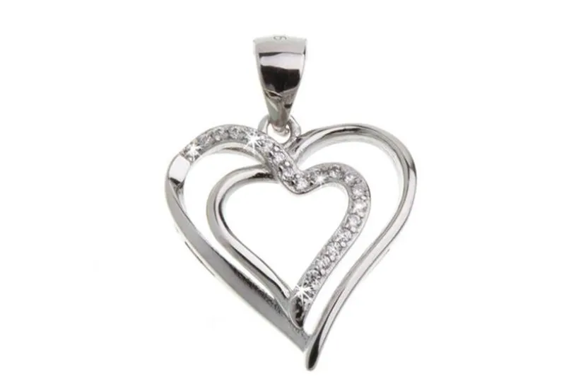 Anhänger Herz mit Zirkonia - 925 Silber DMH0677