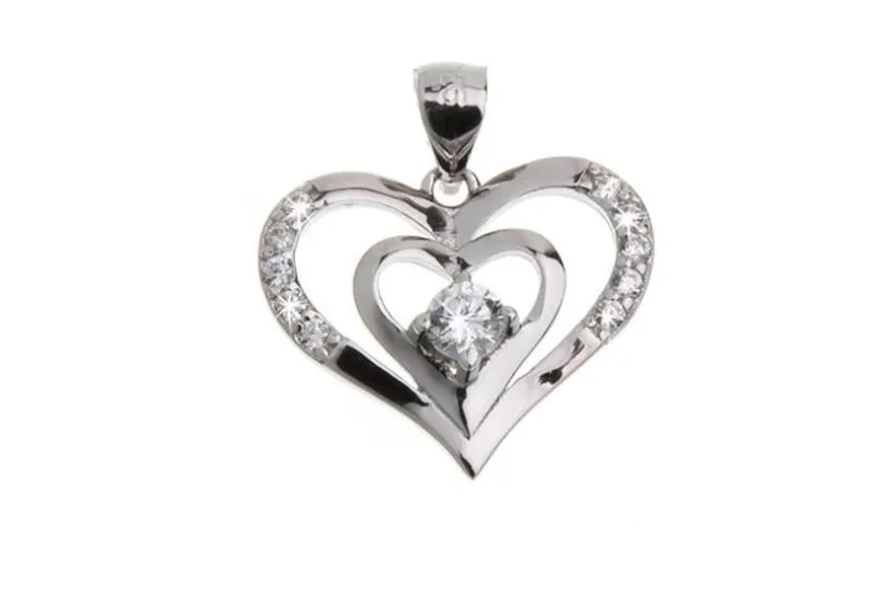 Anhänger Herz mit Zirkonia - 925 Silber DFS0435