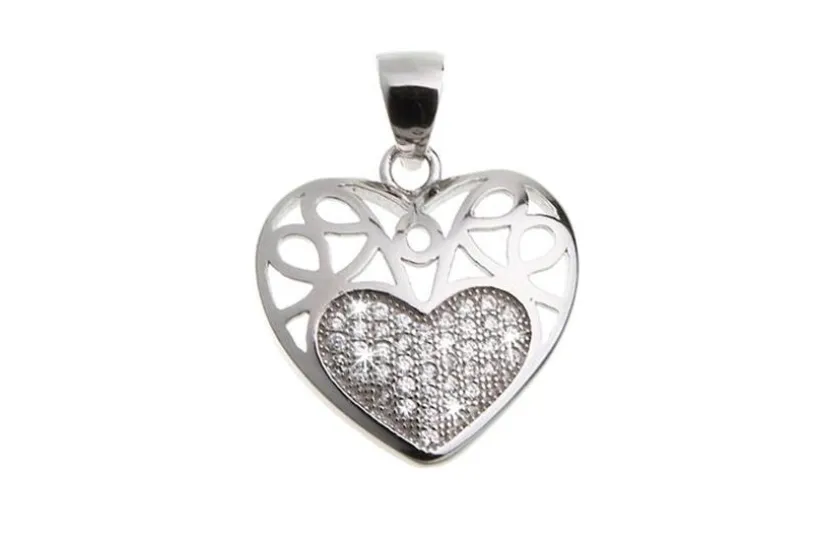 Anhänger Herz mit Zirkonia - 925 Silber DLD0249