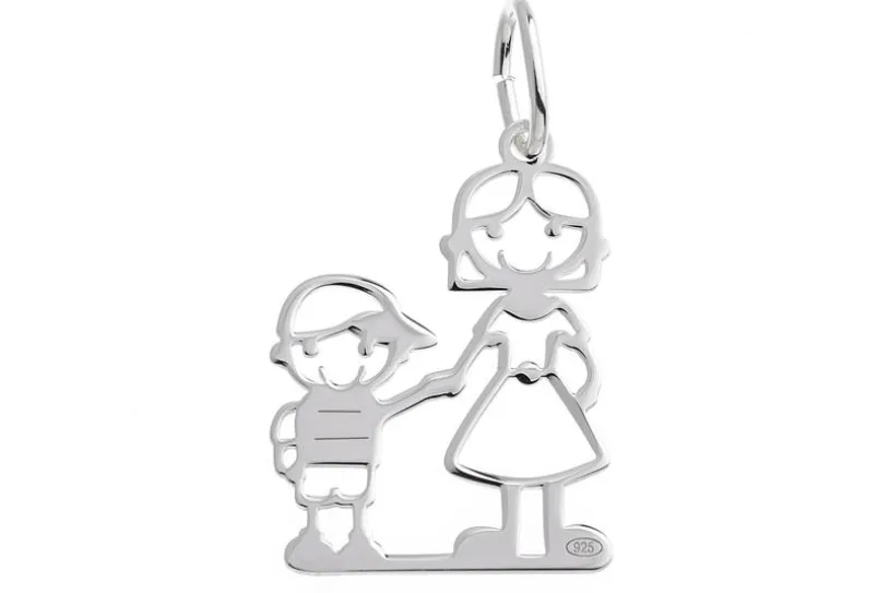 Anhänger Junge und Mutter - 925 Silber