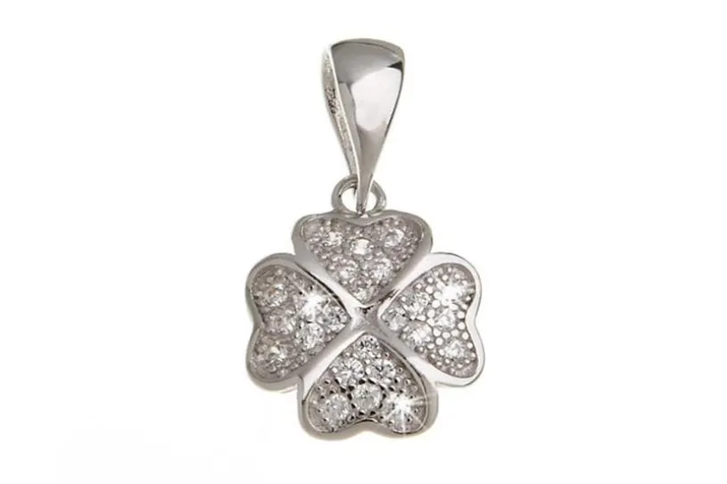 Anhänger Kleeblatt mit Zirkonia - 925 Silber B8039-P