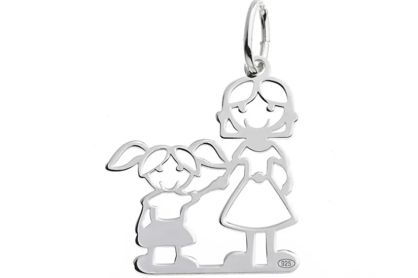 Anhänger Mädchen und Mutter - 925 Silber