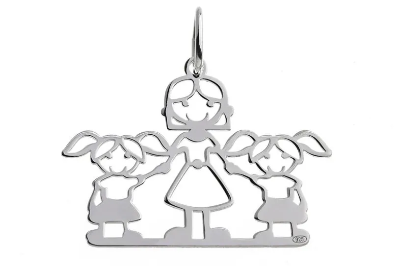 Anhänger Mädchen-Mutter-Mädchen - 925 Silber