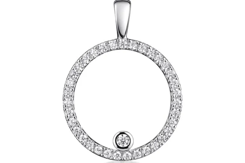 Anhänger, rund mit Zirkonia - 925 Silber