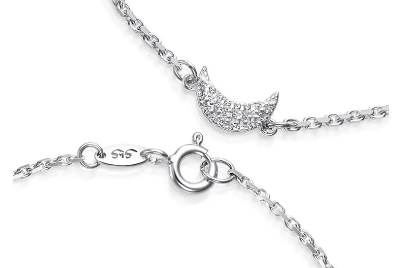 Ankerkette Armband 1,7mm mit Mond - 925 Silber
