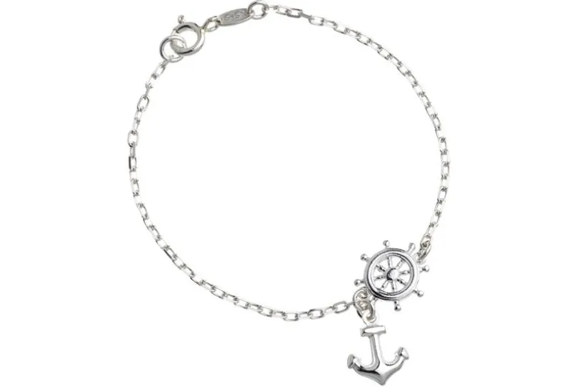 Ankerkette Armband Seemannsgarn 1,7mm mit Anhänger - 925 Silber