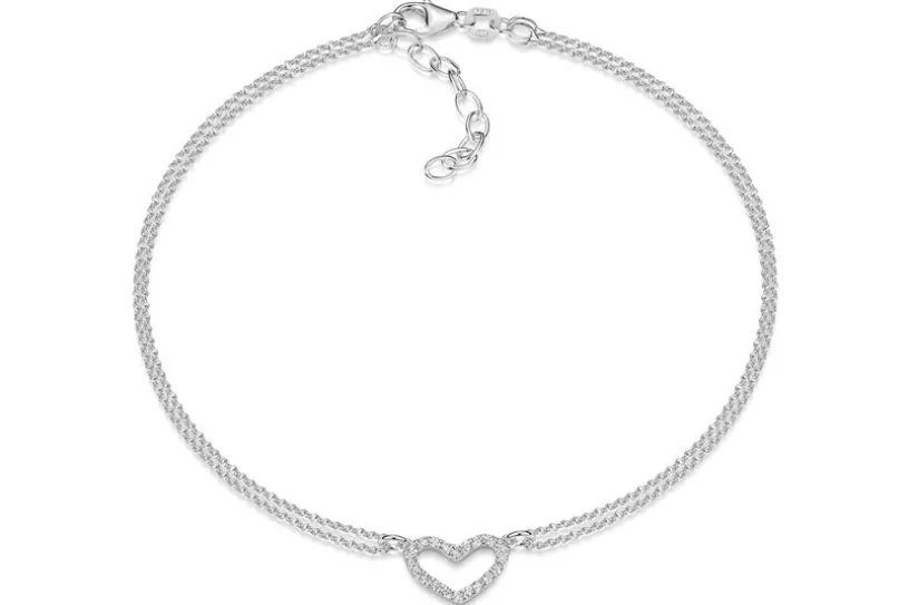 Armband Erbse 2reihig mit Herz, Länge variabel von 17-21cm Länge: 17cm-21cm variabel