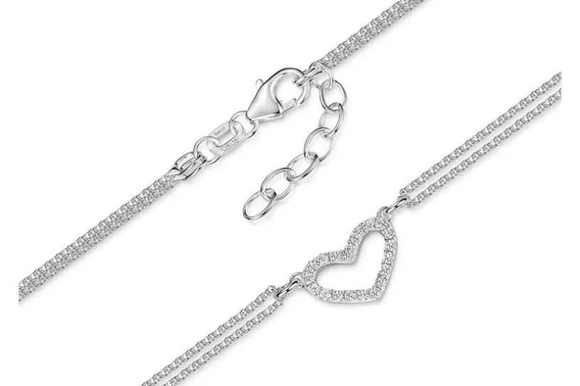 Armband Erbse 2reihig mit Herz, Länge variabel von 17-21cm Länge: 17cm-21cm variabel