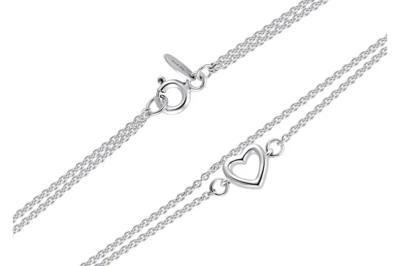 Armband Erbse 2reihig 1,3mm mit Herz - 925 Silber
