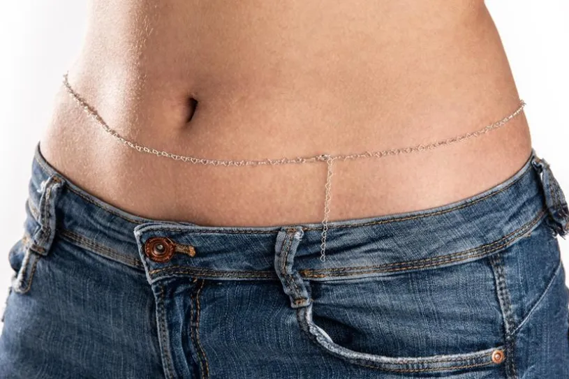 Bauchkette Herzen klein - 925 Silber
