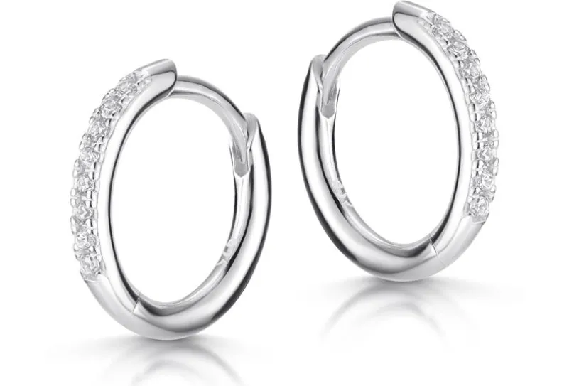 Creolen mit Zirkonia, 14mm - 925 Silber 14mm