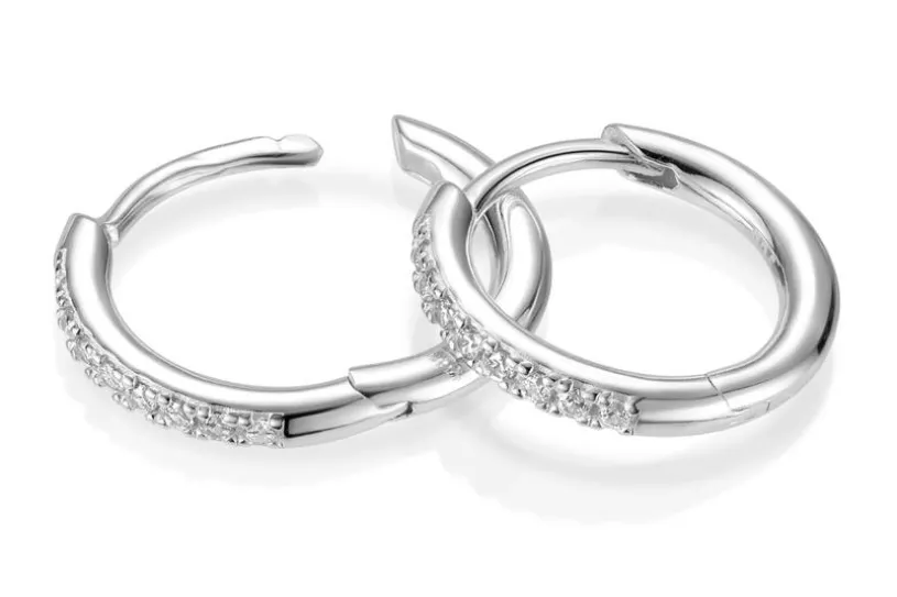 Creolen mit Zirkonia, 14mm - 925 Silber 14mm