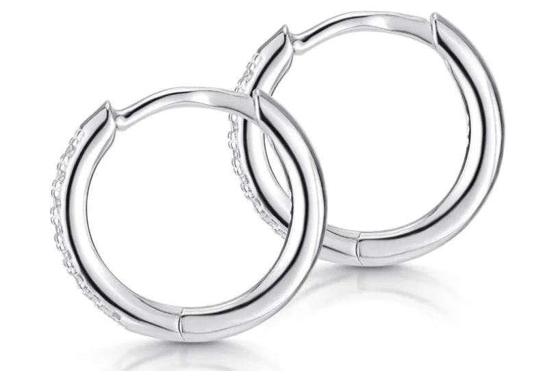 Creolen mit Zirkonia, 14mm - 925 Silber 14mm
