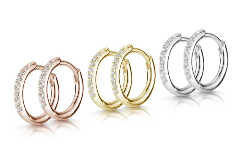 Creolen mit Zirkonia, 14mm - 925 Silber 14mm