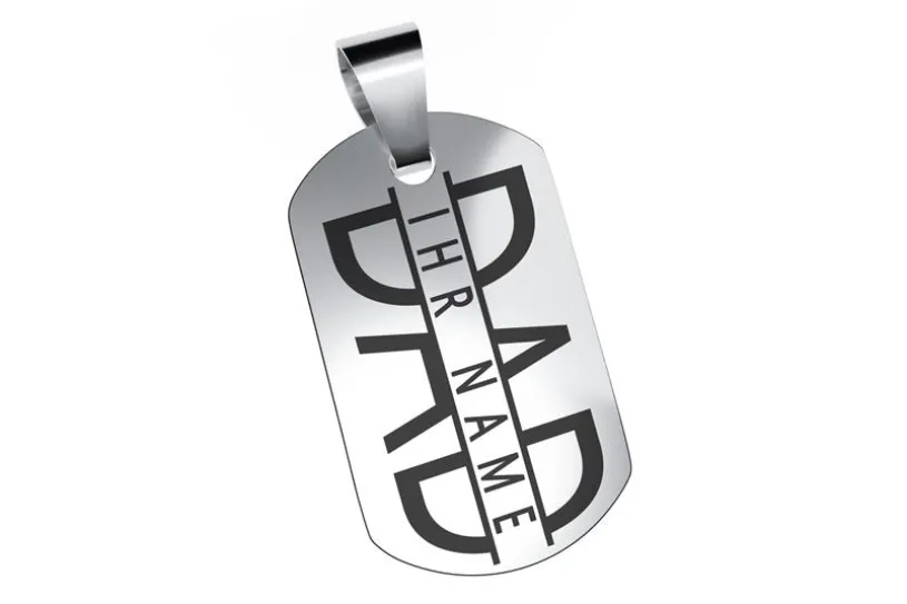 Dog Tag "Dad" groß, Größe 23x40mm - echt 925 Silber