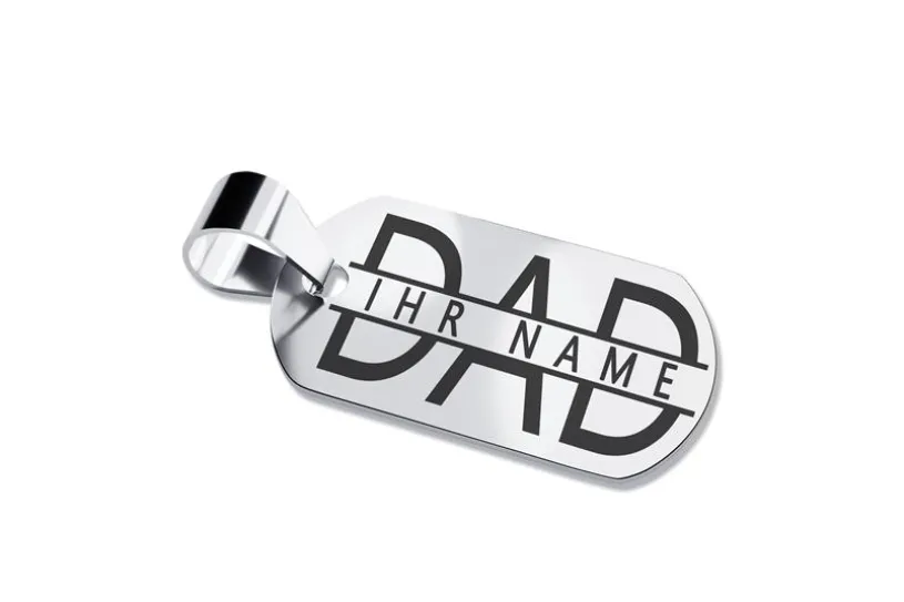 Dog Tag "Dad" groß, Größe 23x40mm - echt 925 Silber