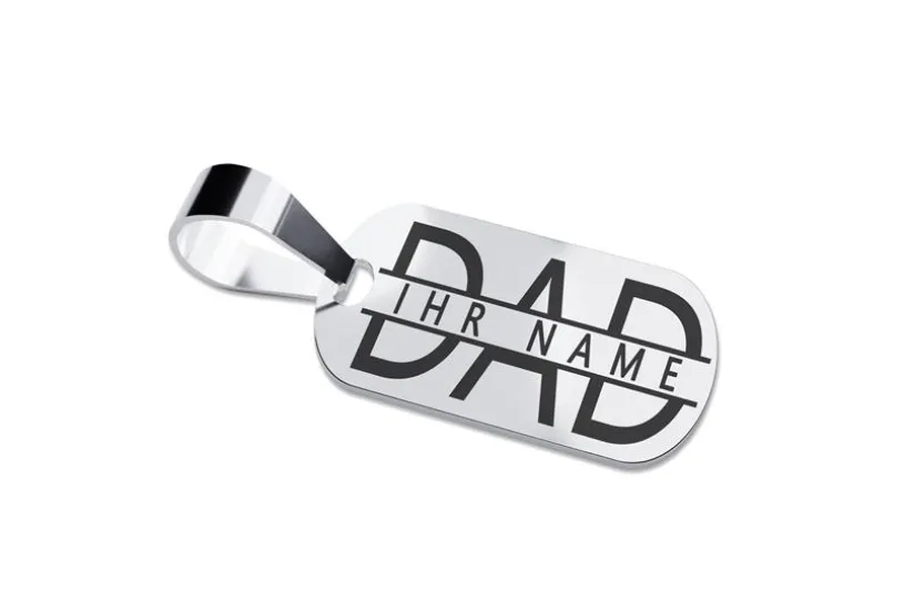 Dog Tag "Dad" mittel, Größe 13x21mm - echt 925 Silber