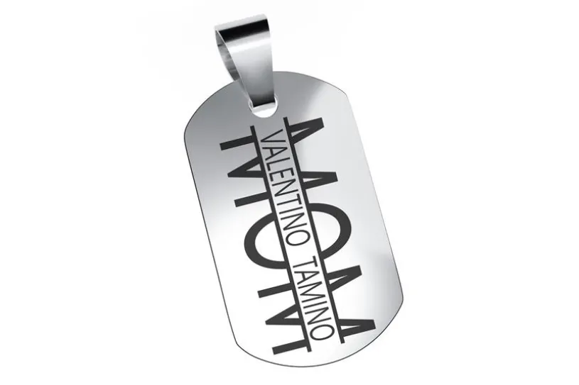 Dog Tag "Mom" groß, Größe 23x40mm - echt 925 Silber