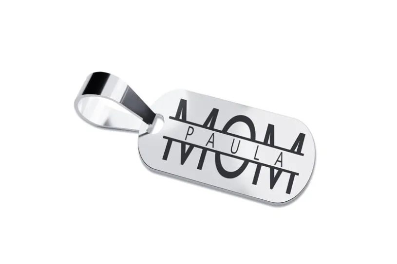 Dog Tag "Mom" mittel, Größe 13x21mm - echt 925 Silber