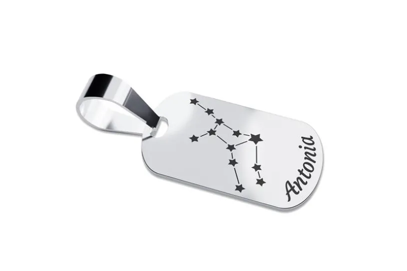 Dog Tag Sternzeichen Jungfrau, mittel - echt 925 Silber