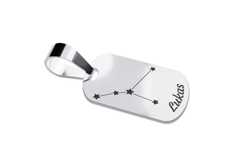 Dog Tag Sternzeichen Krebs, mittel - echt 925 Silber