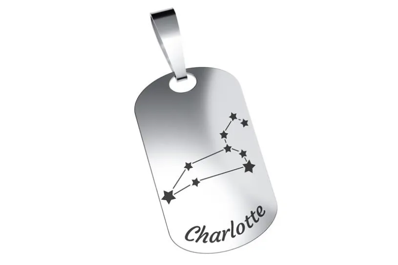 Dog Tag Sternzeichen Löwe, mittel - echt 925 Silber
