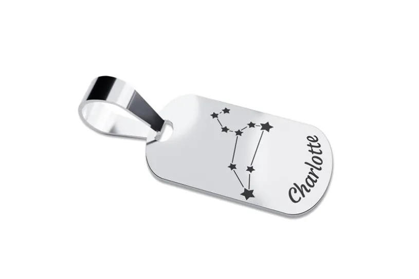 Dog Tag Sternzeichen Löwe, mittel - echt 925 Silber