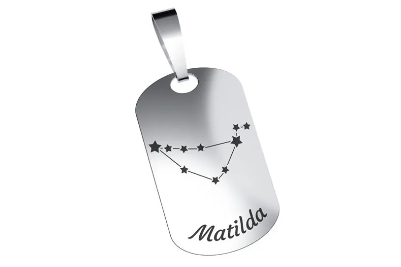 Dog Tag Sternzeichen Steinbock, mittel - echt 925 Silber
