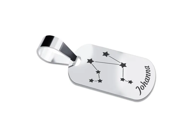 Dog Tag Sternzeichen Waage, mittel - echt 925 Silber