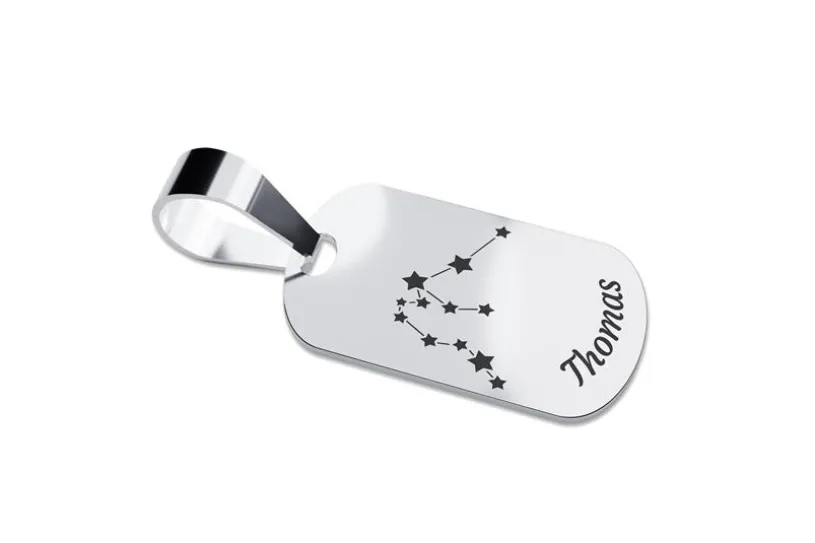 Dog Tag Sternzeichen Wassermann, mittel - echt 925 Silber