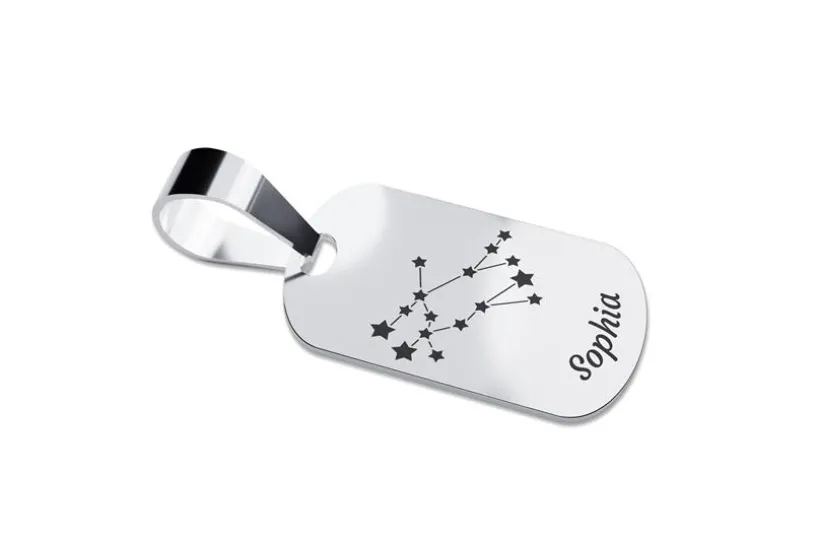 Dog Tag Sternzeichen Zwillinge, mittel - echt 925 Silber