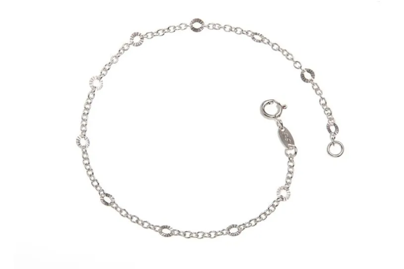 Erbskette Armband 2mm mit geschliffenen Plättchen - 925 Silber