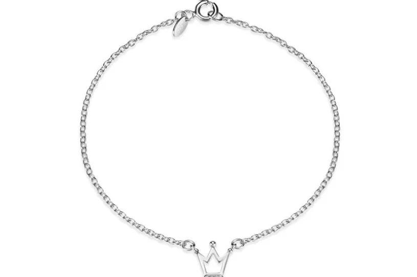 Erbskette Armband 1,6mm mit Krone klein - 925 Silber
