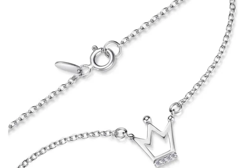 Erbskette Armband 1,6mm mit Krone, groß - 925 Silber