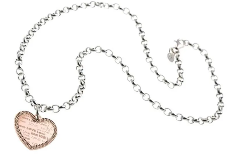 Erbskette 5,5mm mit Anhänger Herz rosé - 925 Silber