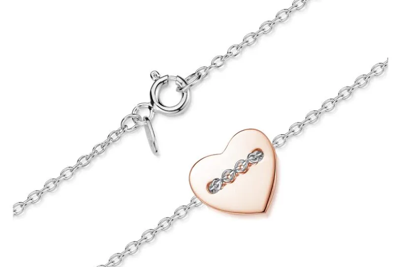 Erbskette 1,3mm mit Herz, rosé - 925 Silber