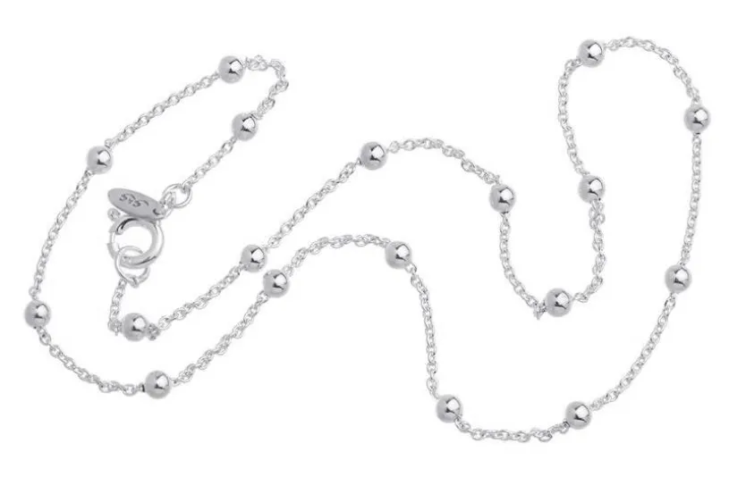 Erbskette 1,3mm mit Kugeln - 925 Silber