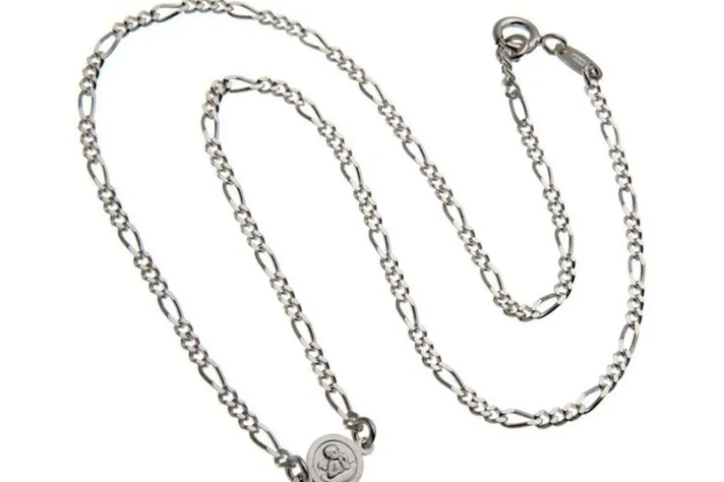 Figarokette 2,2mm mit Anhänger Engel rund - 925 Silber