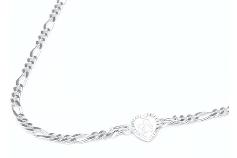 Figarokette 2,2mm mit Anhänger Engel Herz - 925 Silber