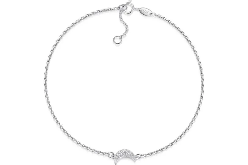 Fußkette Ankerkette 1,7mm mit Mond - 925 Silber