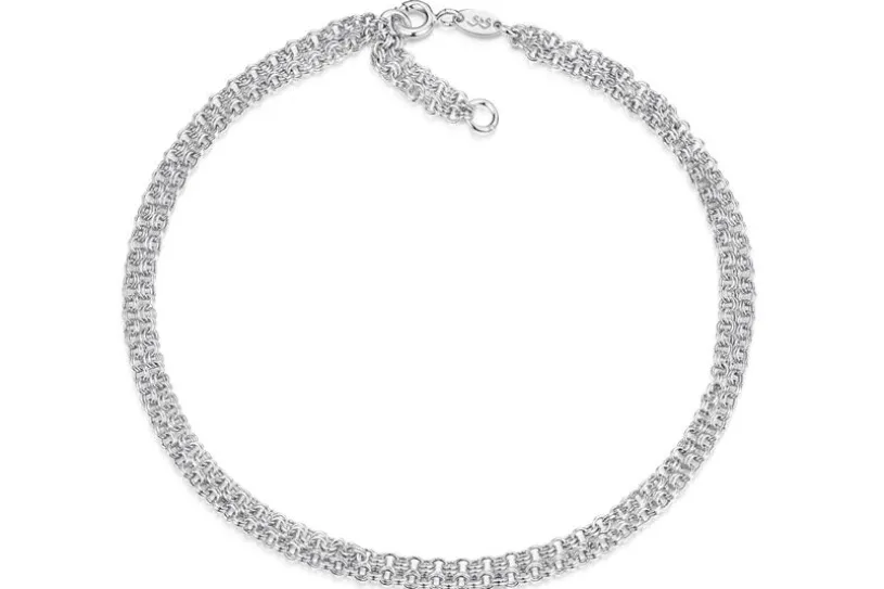 Fußkette Doppelerbse 2-reihig 2,4mm - 925 Silber