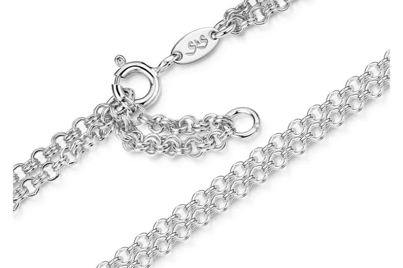 Fußkette Doppelerbse 2-reihig 2,4mm - 925 Silber