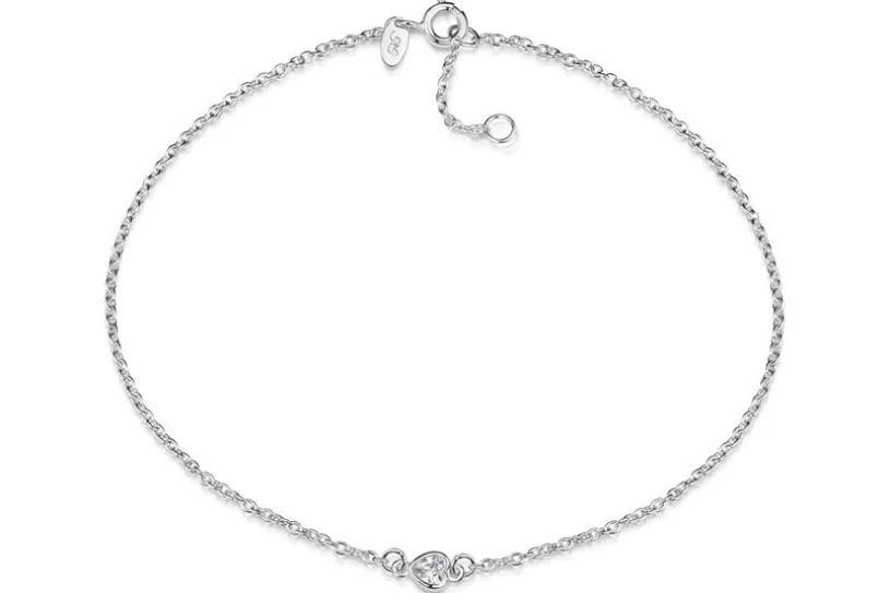 Fußkette Erbse 1,6 mit  Herz - 925 Silber