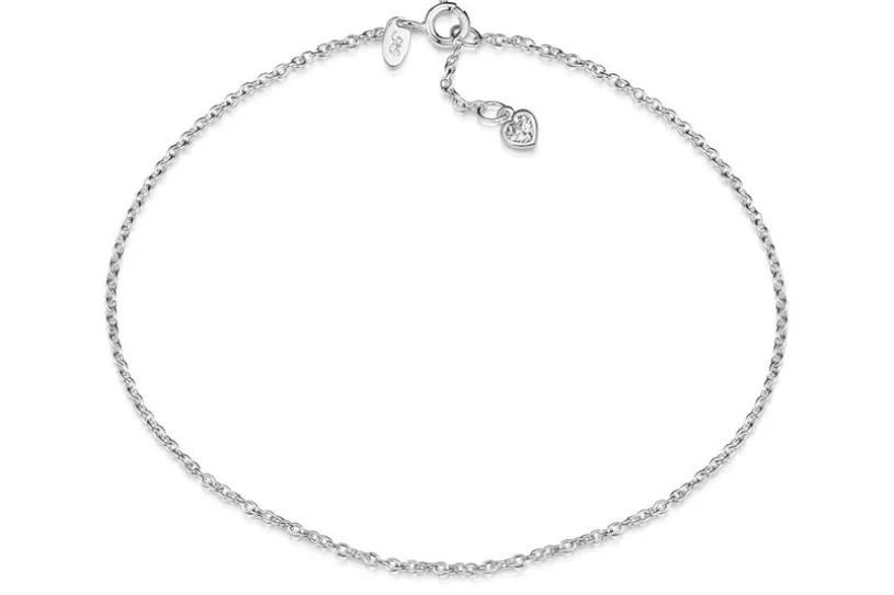 Fußkette Erbse 1,6 mit  Herzanhänger - 925 Silber